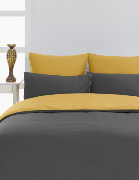 Housse de couette bicolore en percale de coton Easy Care DOZMARY