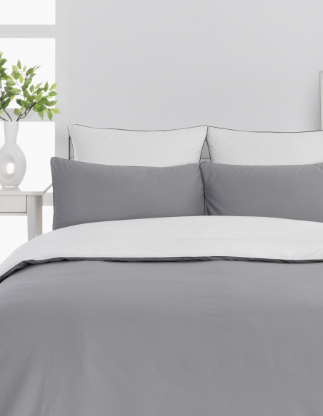 Housse de couette bicolore en percale de coton Easy Care DOZMARY