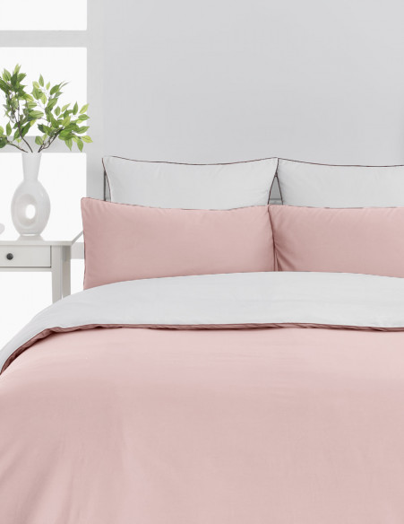 Housse de couette bicolore en percale de coton Easy Care DOZMARY