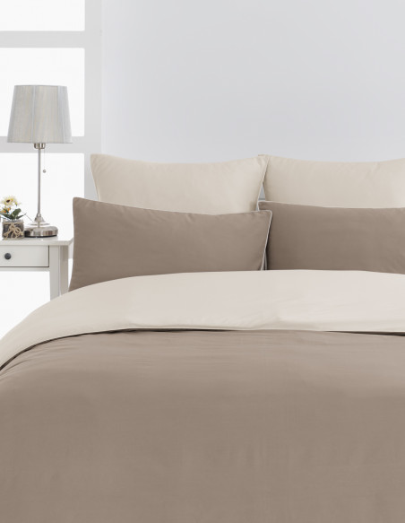 Housse de couette bicolore en percale de coton Easy Care DOZMARY