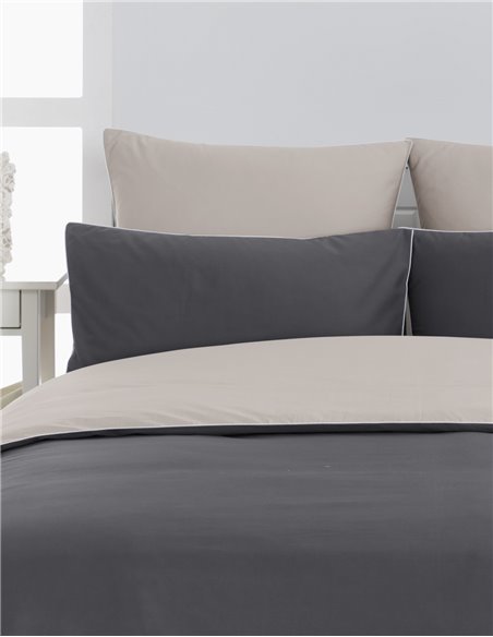 Lot de 2 taies d'oreiller bicolores en percale de coton DOZMARY