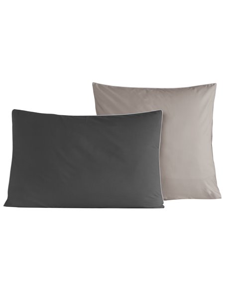 Lot de 2 taies d'oreiller bicolores en percale de coton DOZMARY