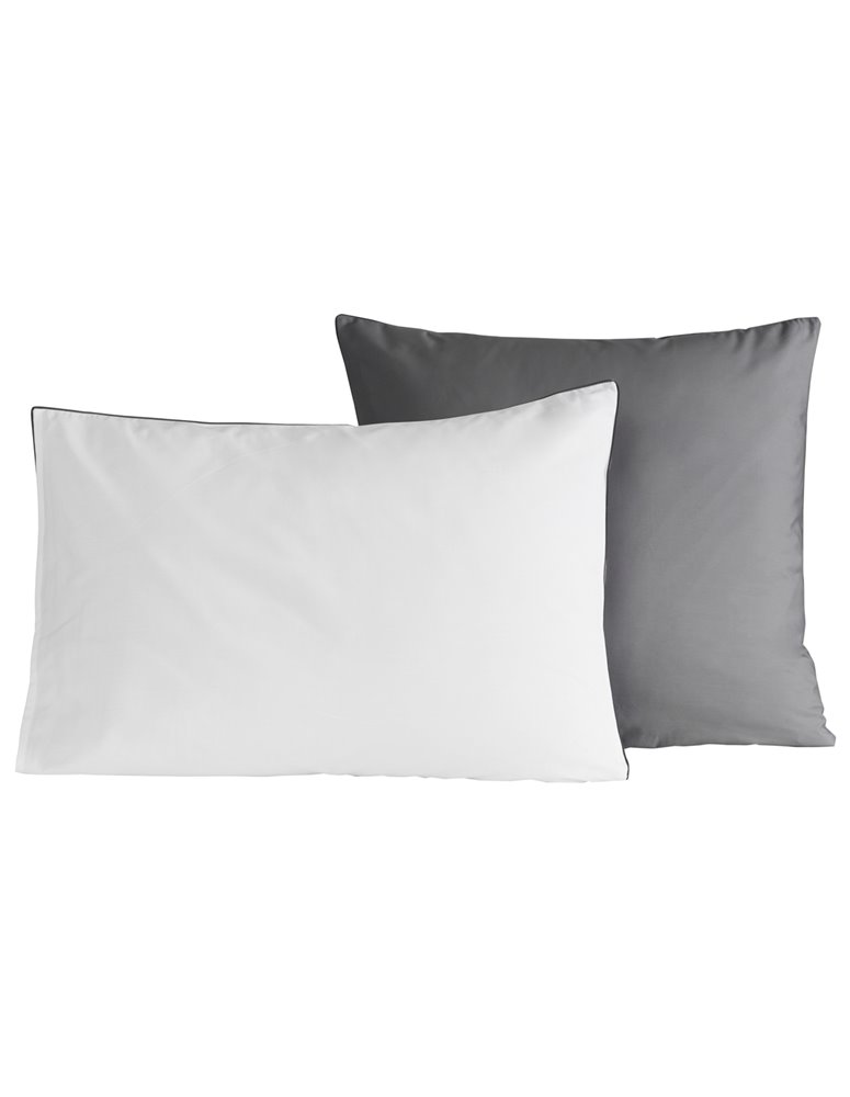 Lot de 2 taies d'oreiller bicolores en percale de coton DOZMARY