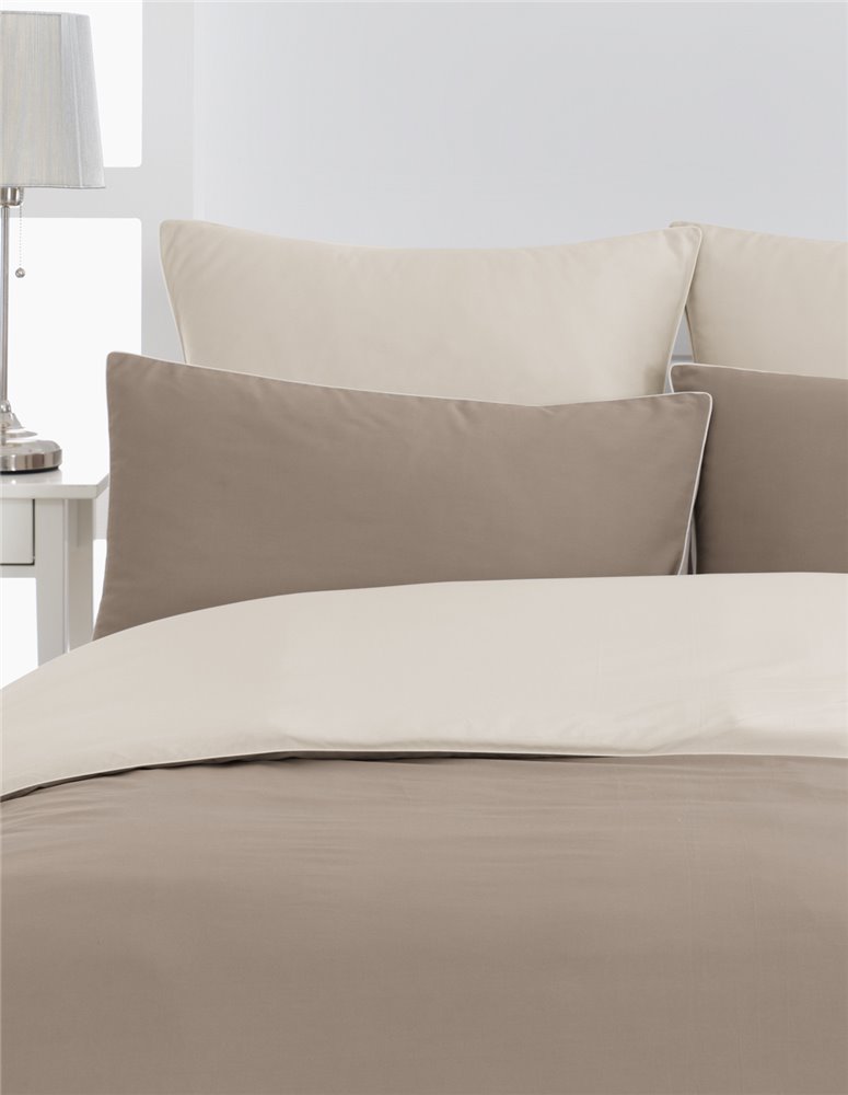 Lot de 2 taies d'oreiller bicolores en percale de coton DOZMARY