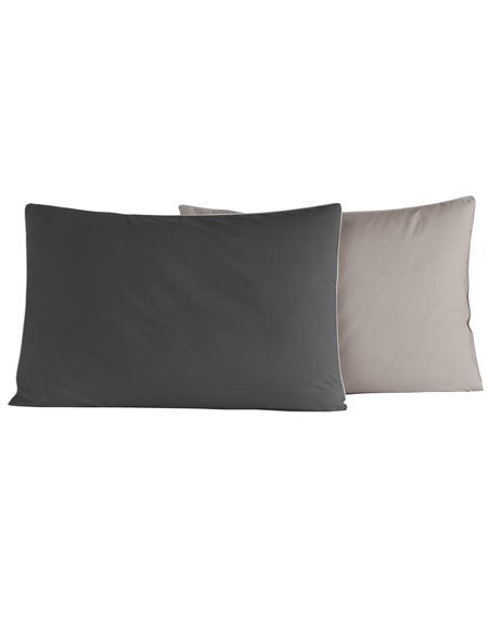 Lot de 2 taies d'oreiller bicolores en percale de coton DOZMARY