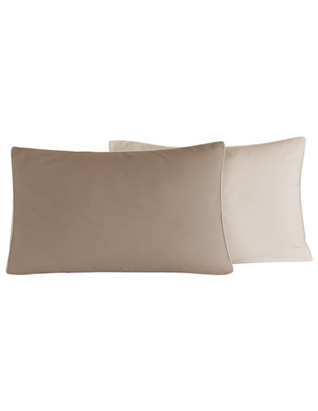 Lot de 2 taies d'oreiller bicolores en percale de coton DOZMARY
