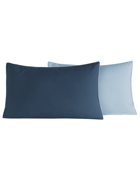 Lot de 2 taies d'oreiller bicolores en percale de coton DOZMARY