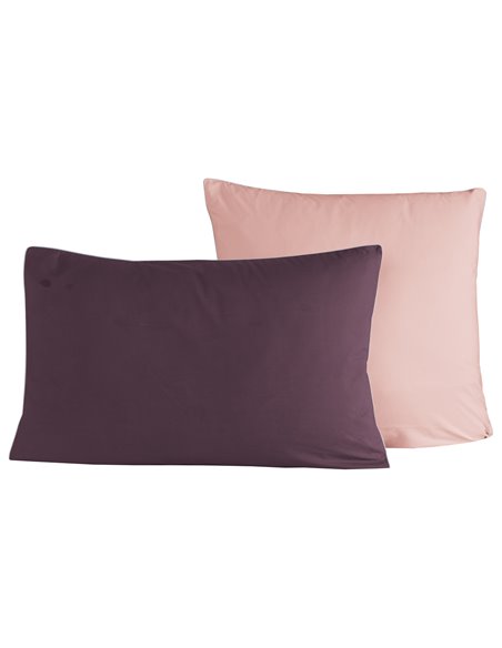 Lot de 2 taies d'oreiller bicolores en percale de coton DOZMARY