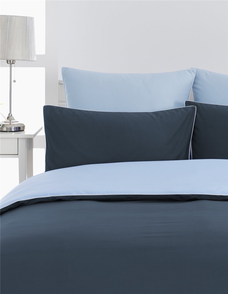 Lot de 2 taies d'oreiller bicolores en percale de coton DOZMARY