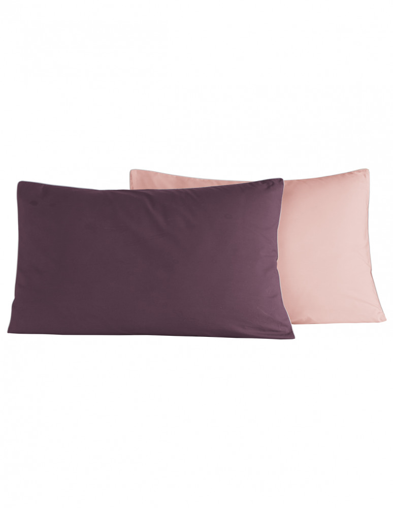 2 taies d'oreiller bicolores en...