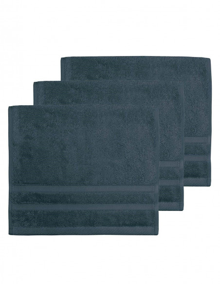 Lot de 3 Serviettes invités 30x50cm 600gr/m² Coton Peigné/Modal SEN...