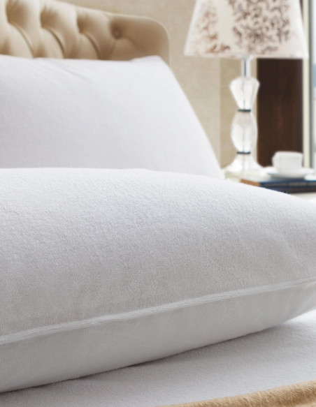 Lot de 2 Protège Oreillers 100% Coton 200gr/m² CONFORT, Protège mat...