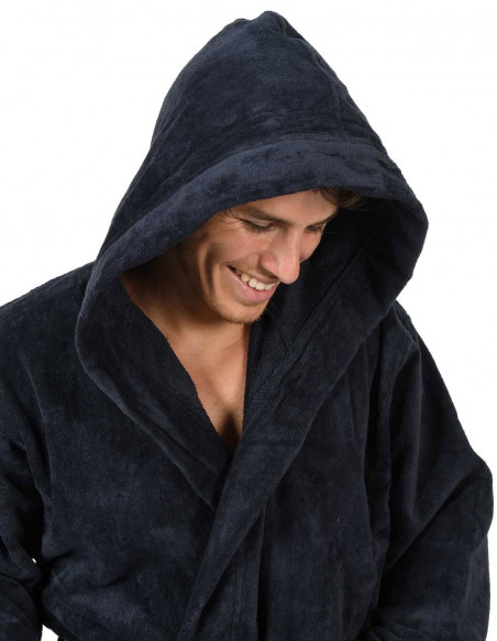 Peignoir Capuche Velours Uni CONSTANT, Peignoirs de bain