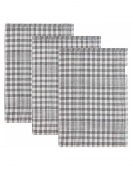 Lot de 3 Torchons, une face éponge 50x70cm TEKSADA COUNTRY, Torchons