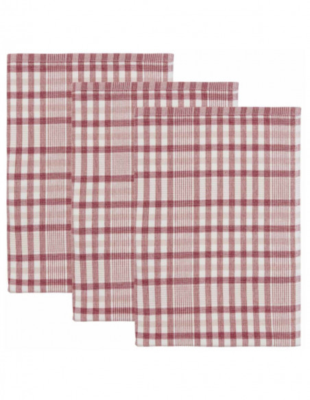 Lot de 3 Torchons, une face éponge 50x70cm TEKSADA COUNTRY, Torchons