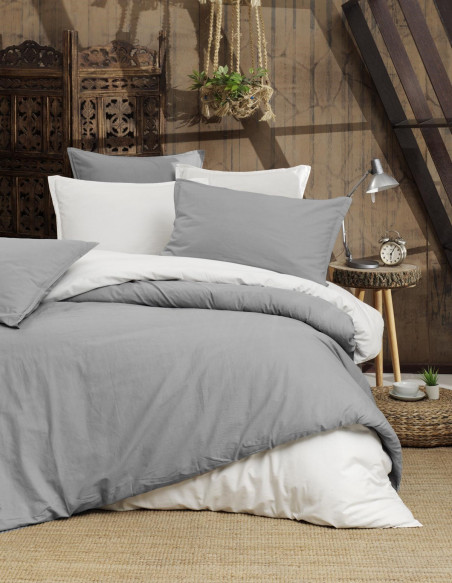 Parure Housse Couette Unie+Taie Coton Organic  57 fils/cm² SENSEI-BIO