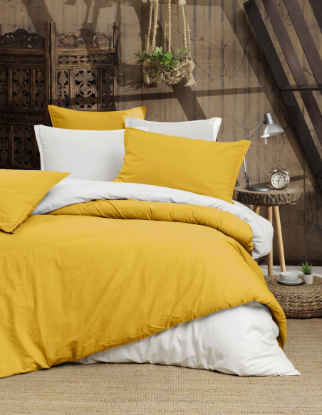 Parure Housse Couette Unie+Taie Coton Organic  57 fils/cm² SENSEI-BIO