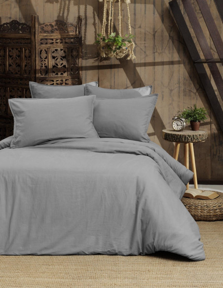 Parure Housse Couette Unie+Taie Coton Organic  57 fils/cm² SENSEI-BIO