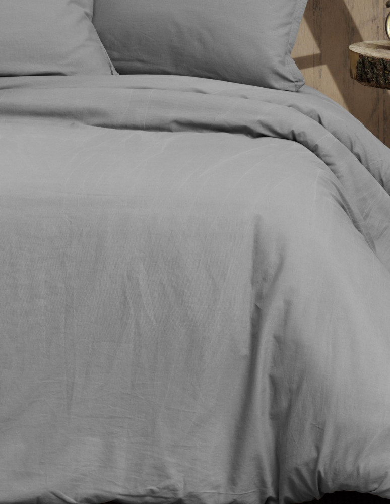 Parure Housse Couette Unie+Taie Coton Organic  57 fils/cm² SENSEI-BIO