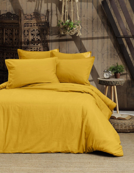 Parure Housse Couette Unie+Taie Coton Organic  57 fils/cm² SENSEI-BIO