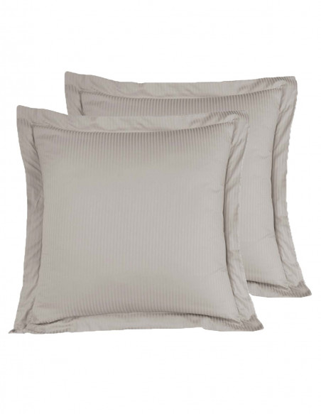Lot de 2 Taies d'oreiller Rayées Satin de Coton 120 fils/cm² VERSAI...