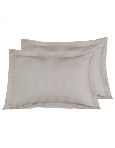 Lot de 2 Taies d'oreiller Rayées Satin de Coton 120 fils/cm² VERSAI...