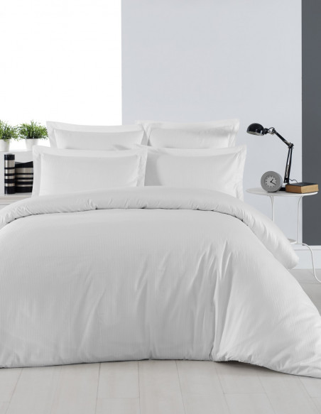 Lot de 2 Taies d'oreiller Rayées Satin de Coton 120 fils/cm² VERSAI...