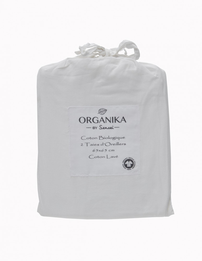 Lot de 2 Taies d'Oreiller en Coton Lavé Biologique ORGANIKA, Taies ...