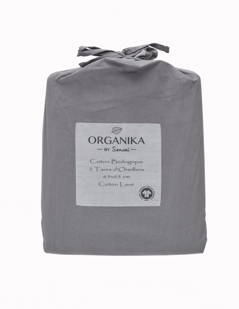 Lot de 2 Taies d'Oreiller en Coton Lavé Biologique ORGANIKA, Taies ...