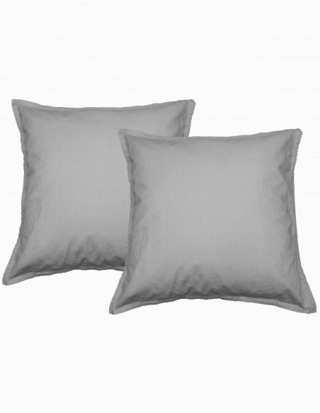 Lot de 2 taies d'oreiller en percale lavée HOME WASHED