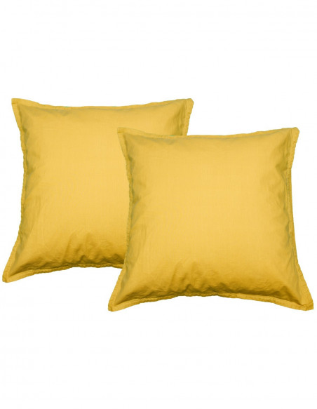 Lot de 2 taies d'oreiller en percale lavée HOME WASHED