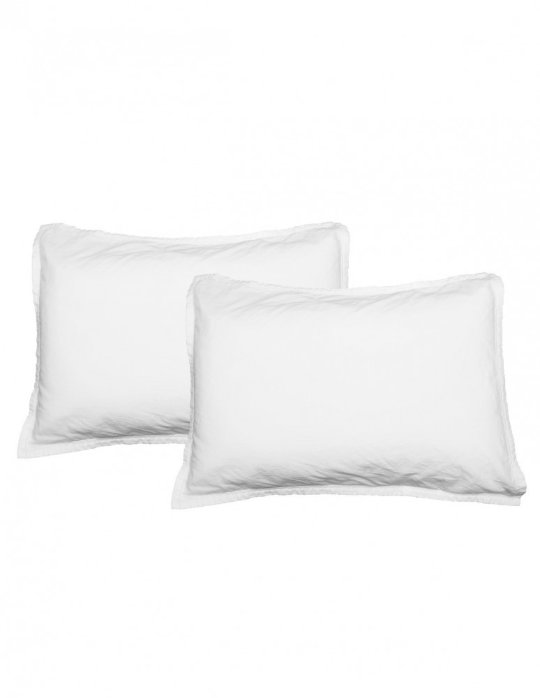 Lot de 2 taies d'oreiller en percale lavée HOME WASHED