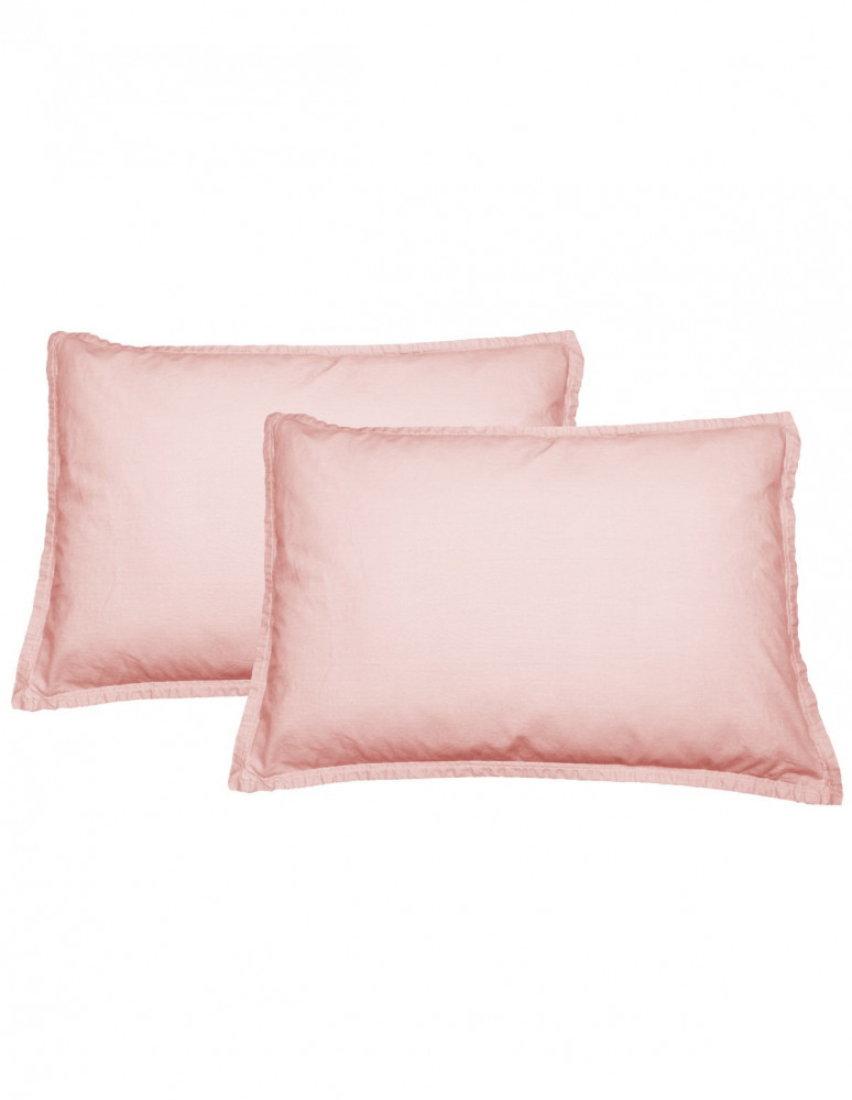 Lot de 2 taies d'oreiller en percale lavée HOME WASHED