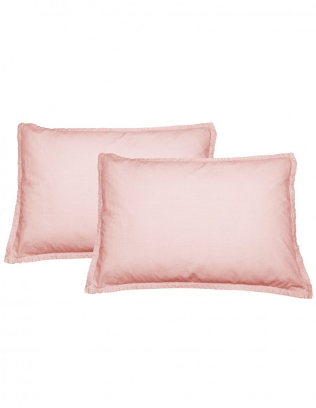 Lot de 2 taies d'oreiller en percale lavée HOME WASHED