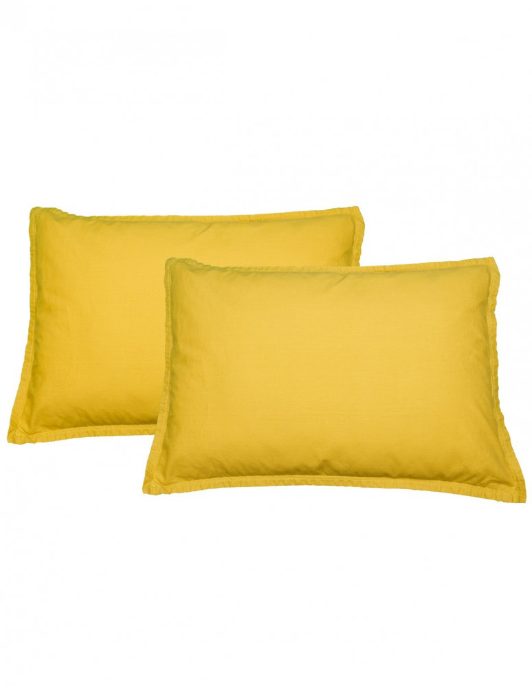 Lot de 2 taies d'oreiller en percale lavée HOME WASHED