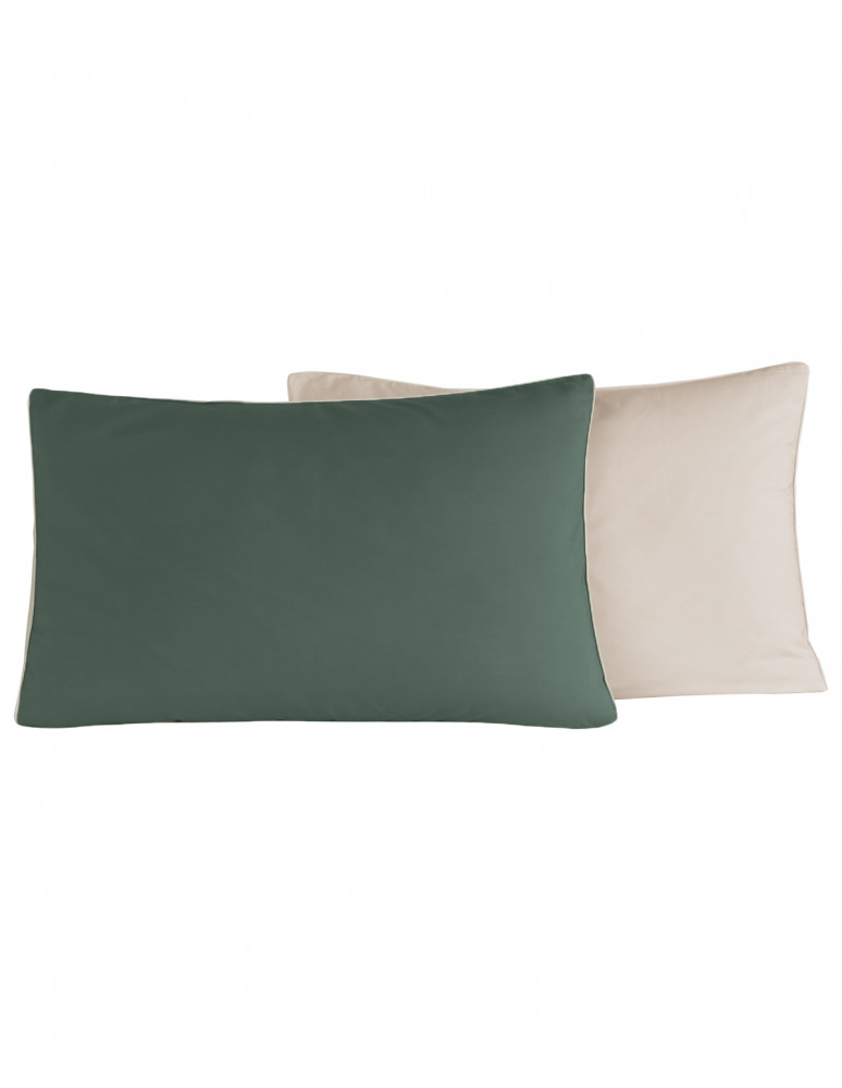 2 taies d'oreiller bicolores en...