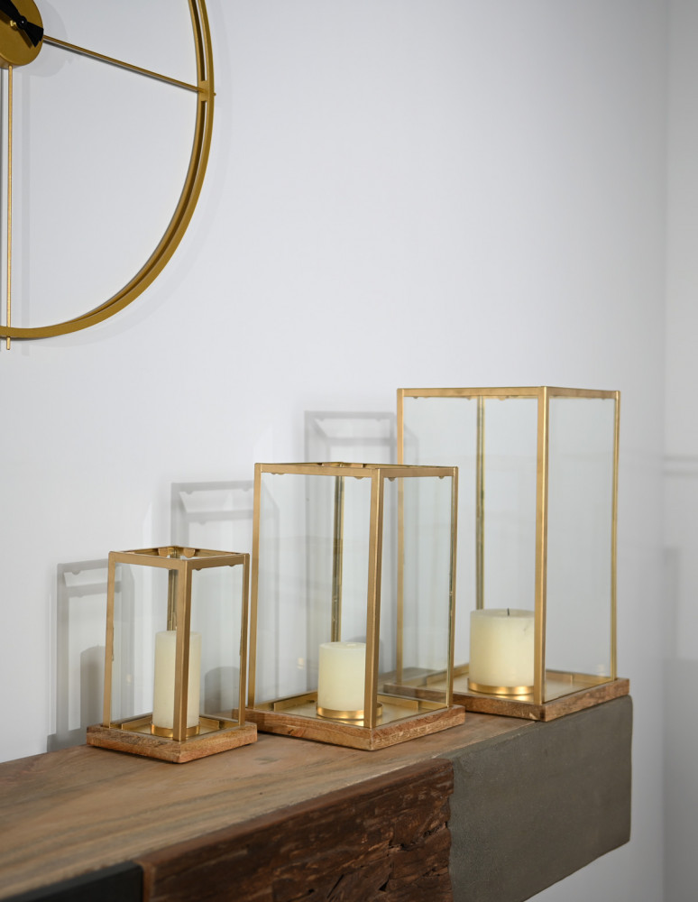 Photophore métal socle en bois...