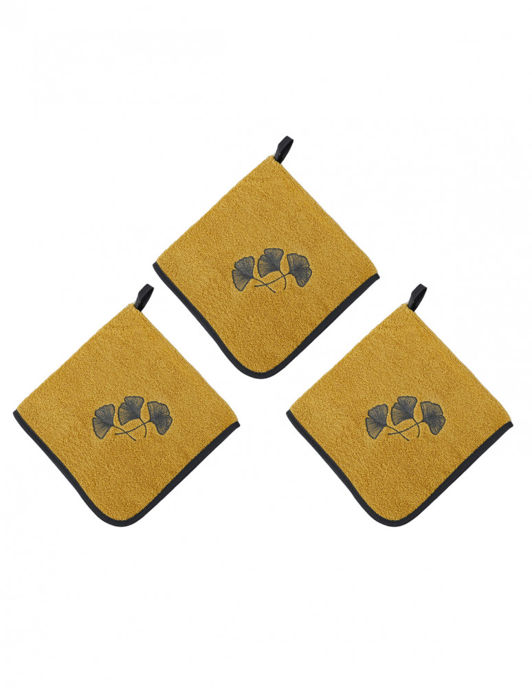 Lot de 3 torchons carrés GINKGO Lot de 3 torchons carrés GINKGO