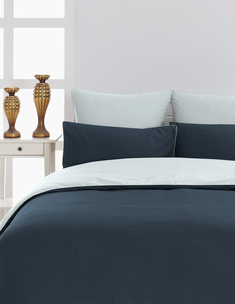 Housse de couette bicolore en percale...