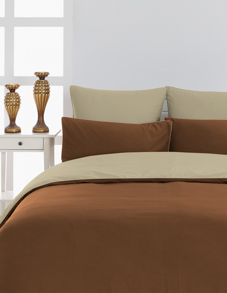 Housse de couette bicolore en percale...