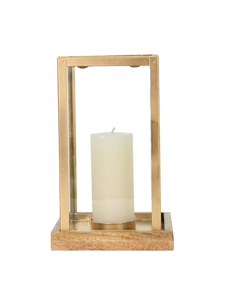 Photophore métal socle bois KANDAVA...