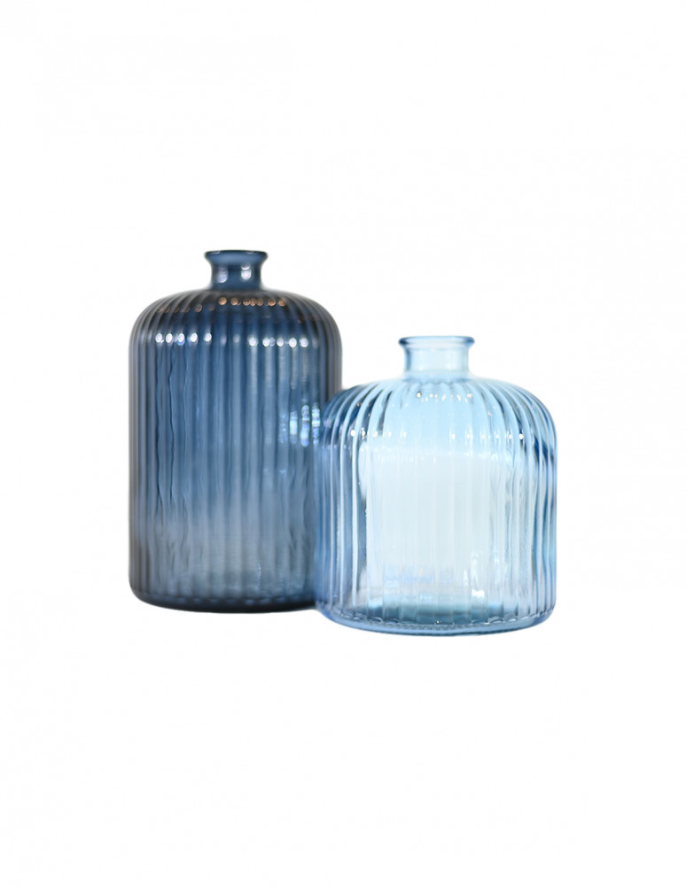 Vase en verre recyclé strié h 23 cm...