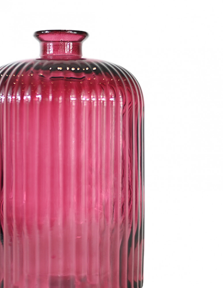 Vase en verre recyclé strié h 23 cm...