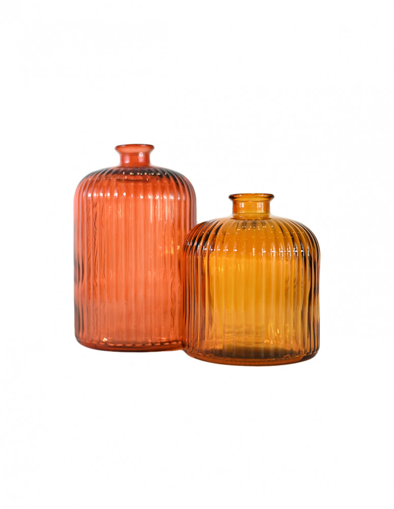 Vase en verre recyclé strié h 23 cm...