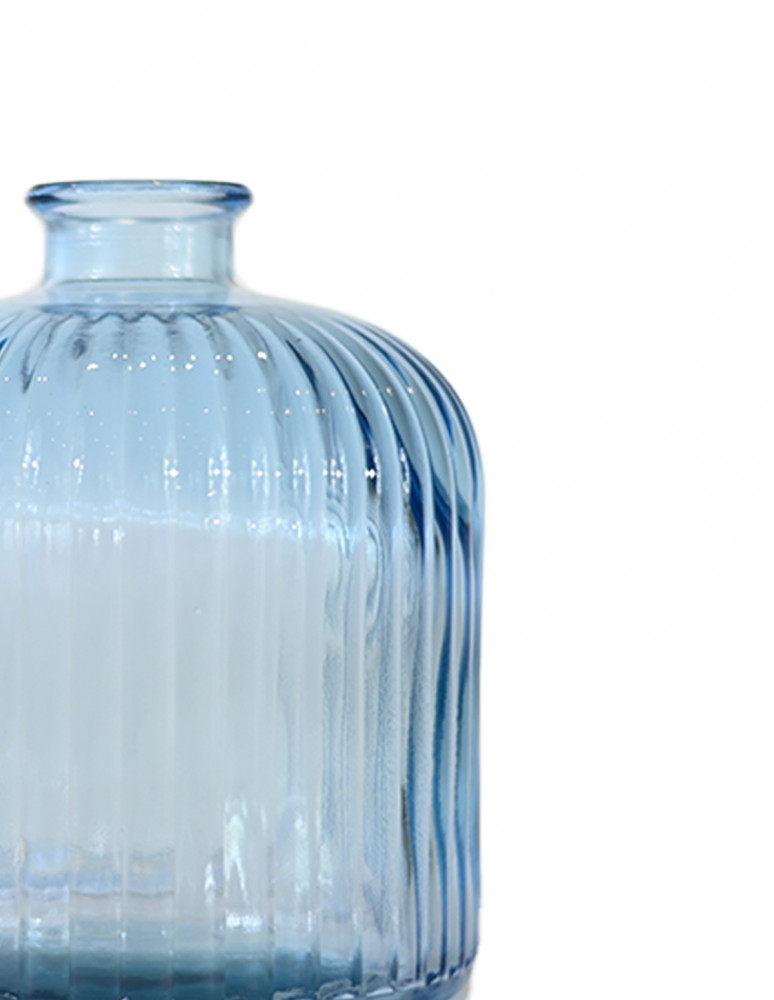 Vase en verre recyclé strié h 18 cm...