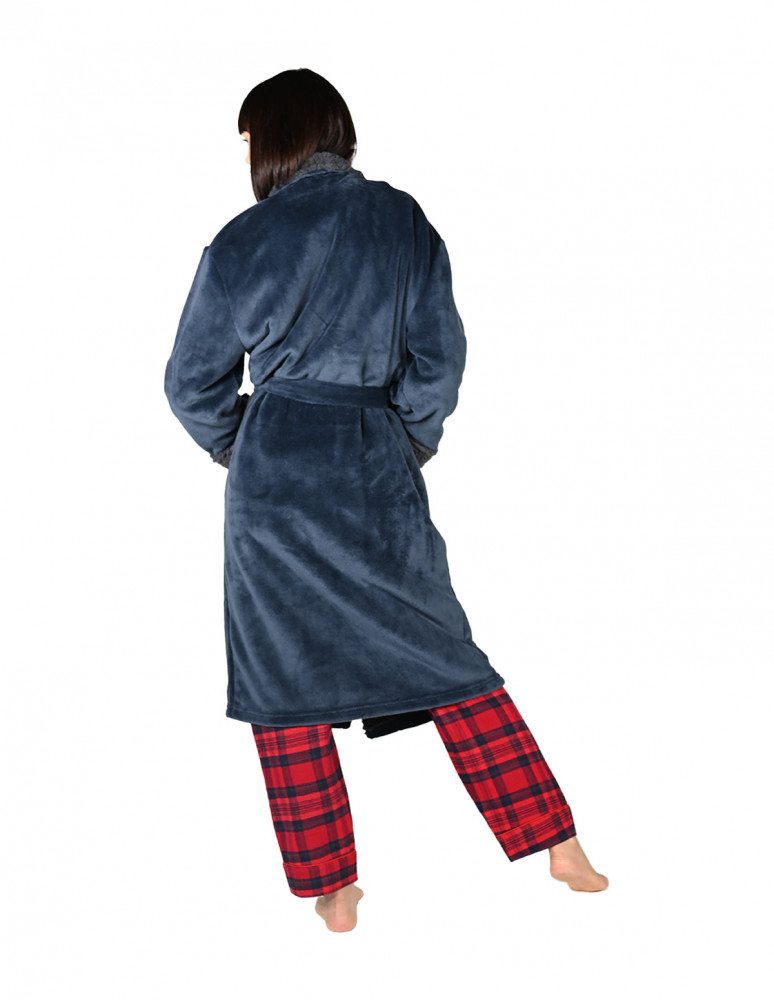 Peignoir Polaire col chale bicolore KALY