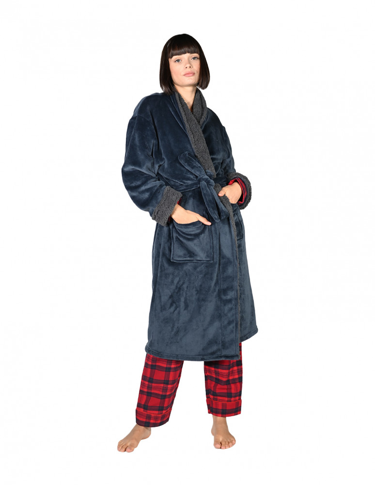 Peignoir Polaire col chale bicolore KALY