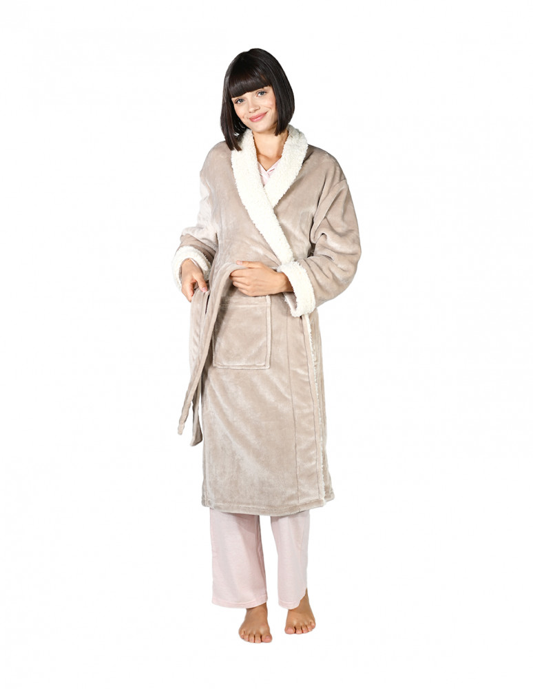 Peignoir Polaire col chale bicolore KALY