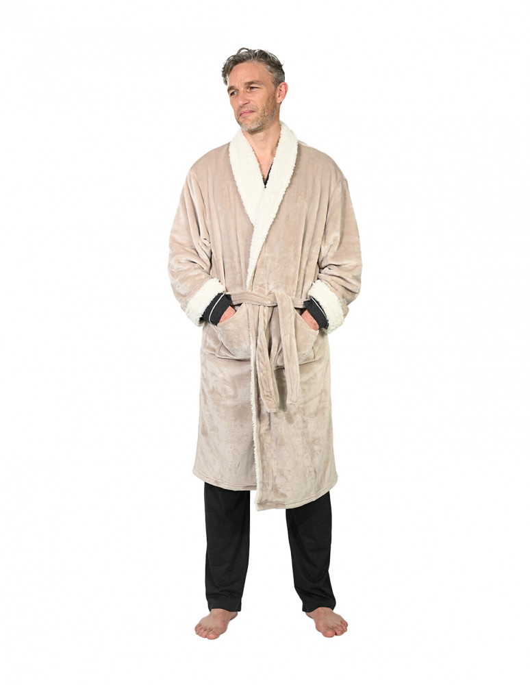 Peignoir Polaire col chale bicolore KALY