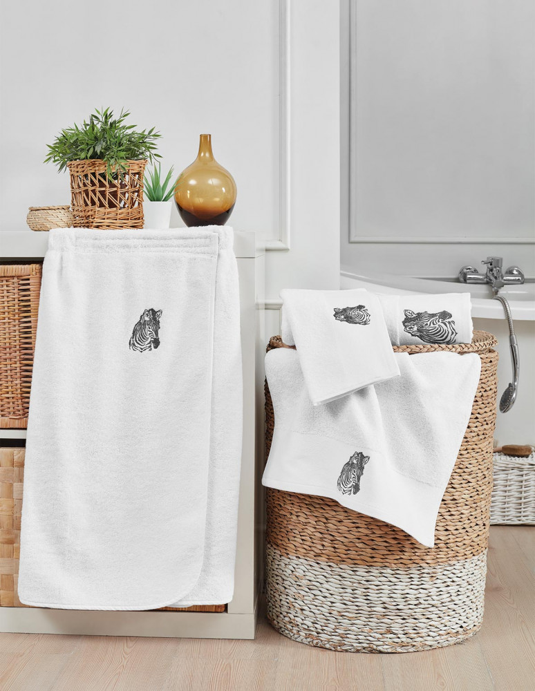 Paréo de bain brodé 420gr/m² ZEBRA